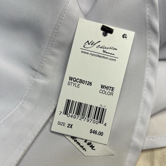 NY Collection White Button‑Up Long Sleeve Top (2X) - Picture 6 of 6